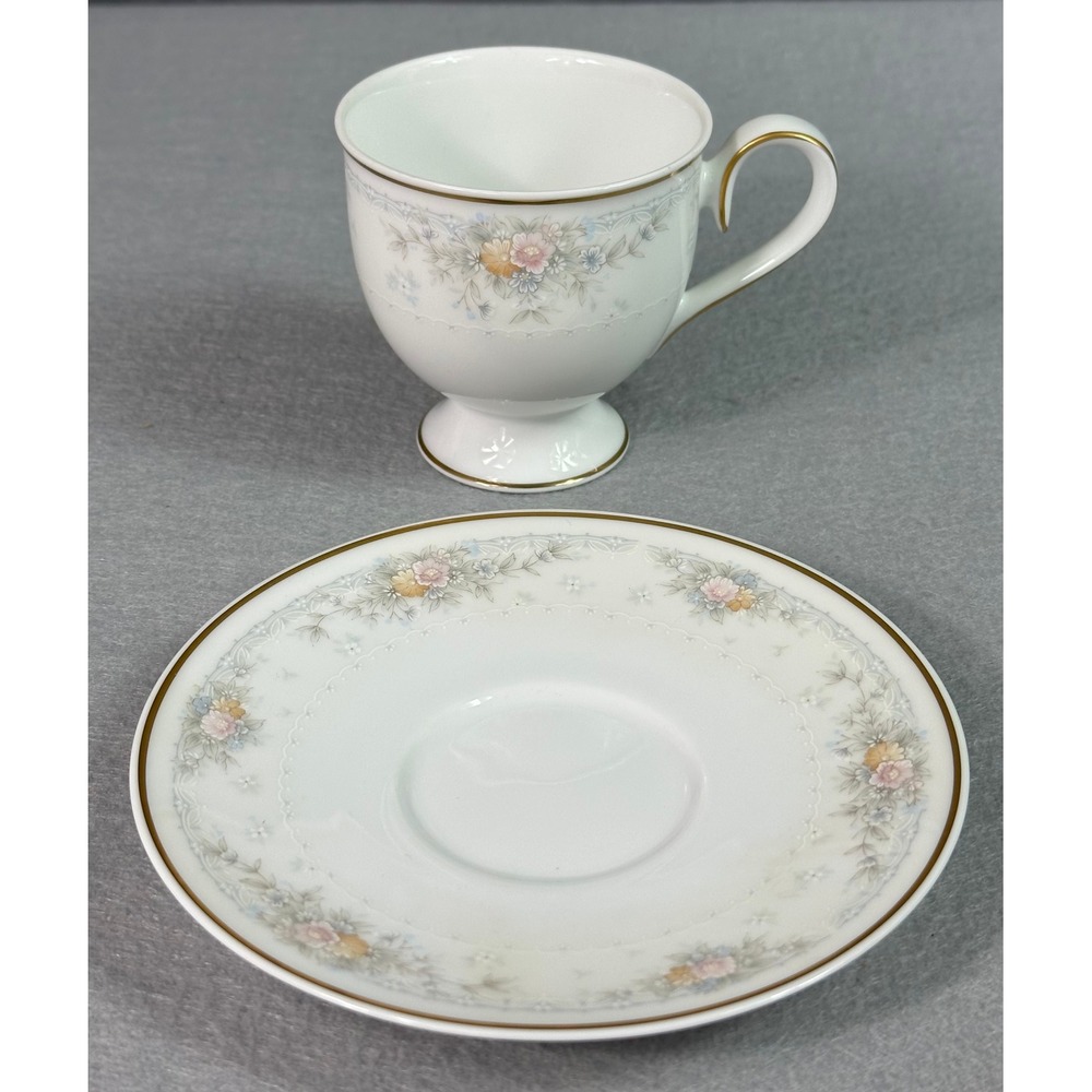 Lot of 5 Noritake Waynesboro # 3261 Footed Tea Cups & Saucers - Picture 3 of 4